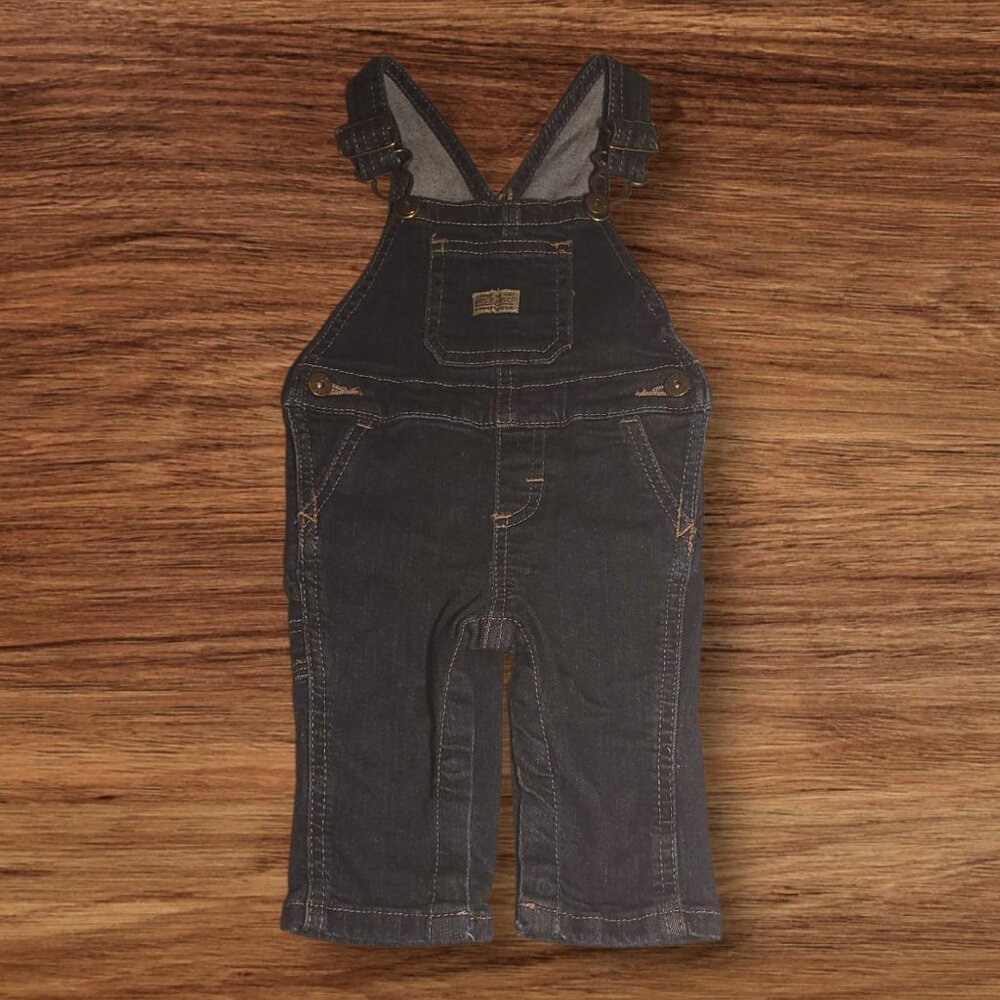 Wrangler Baby Denim Overalls 0-3M Dark Wash Bib Overalls Farm Western